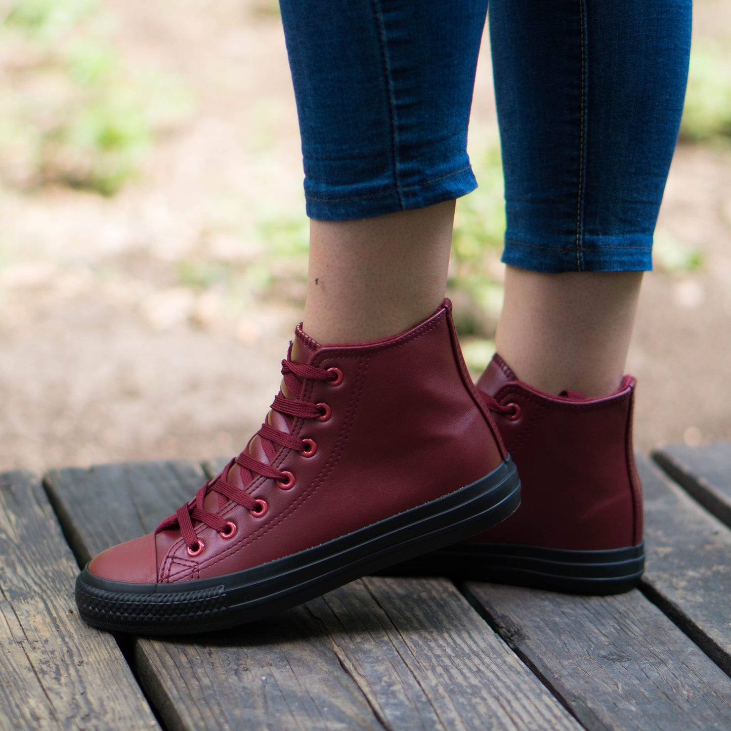 Дамски високи кецове в цвят бордо - Nikol - Wine - Black