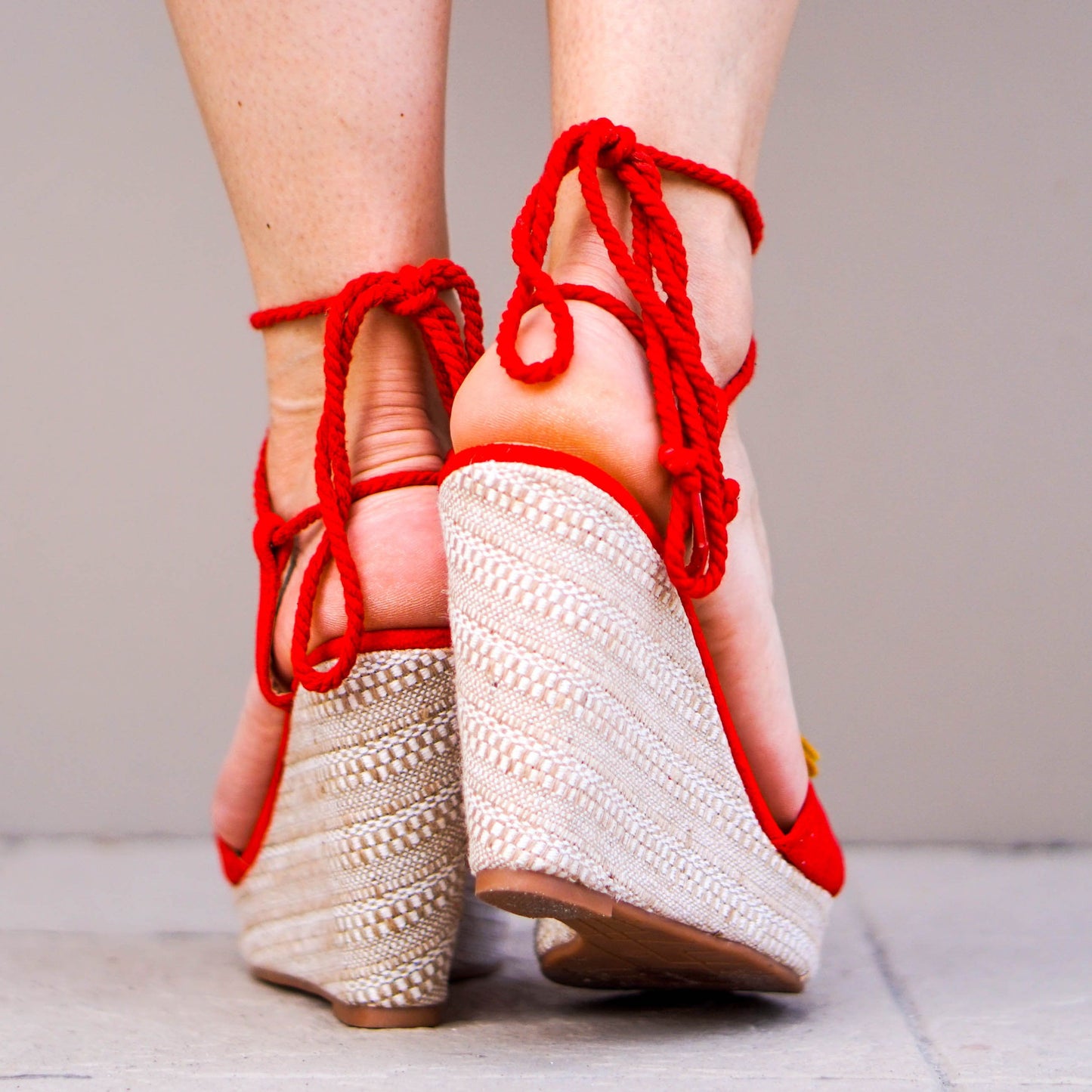 Дамски червени сандали на платформа - Charlee - Red