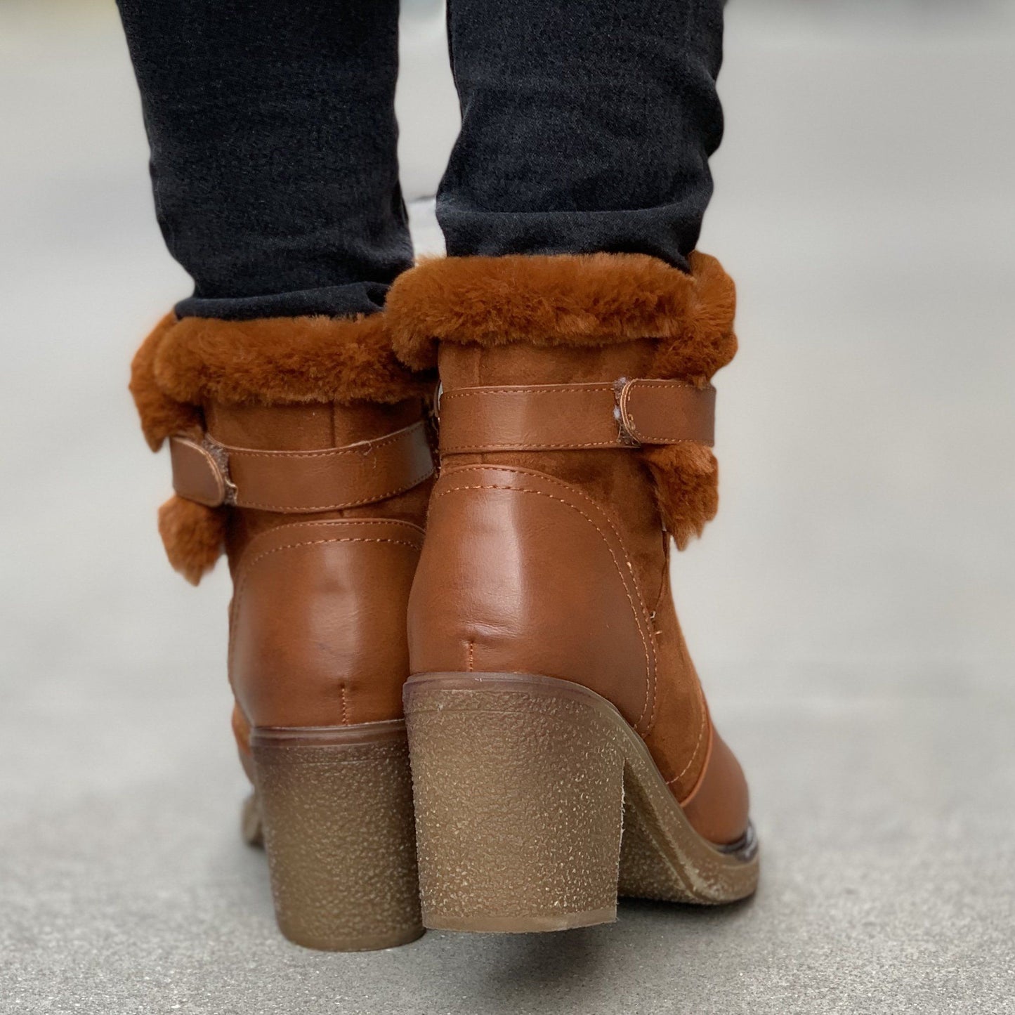 Дамски кафяви боти - Lian - Camel