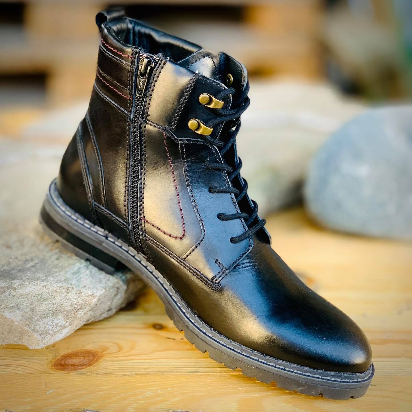 Черни мъжкки боти Amadeo - Black - естествена кожа