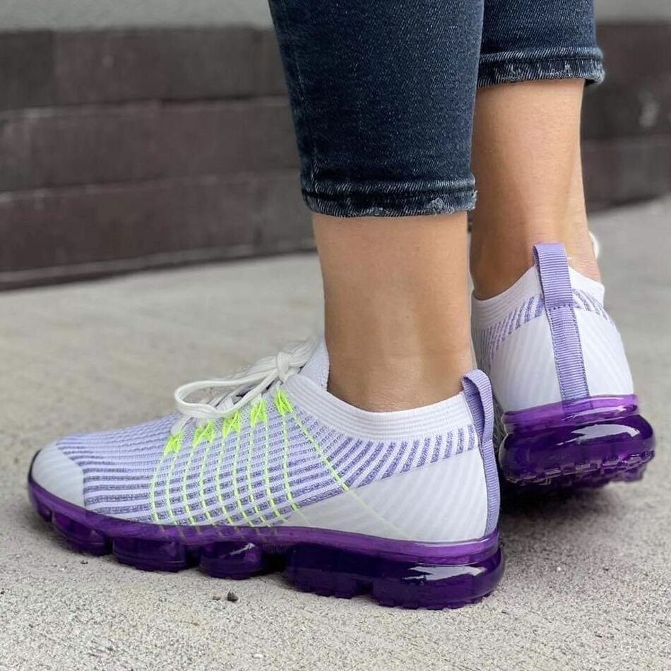 Дамски бяло-лилави маратонки Emily White Purple – Дишащи с Силиконова Подметка