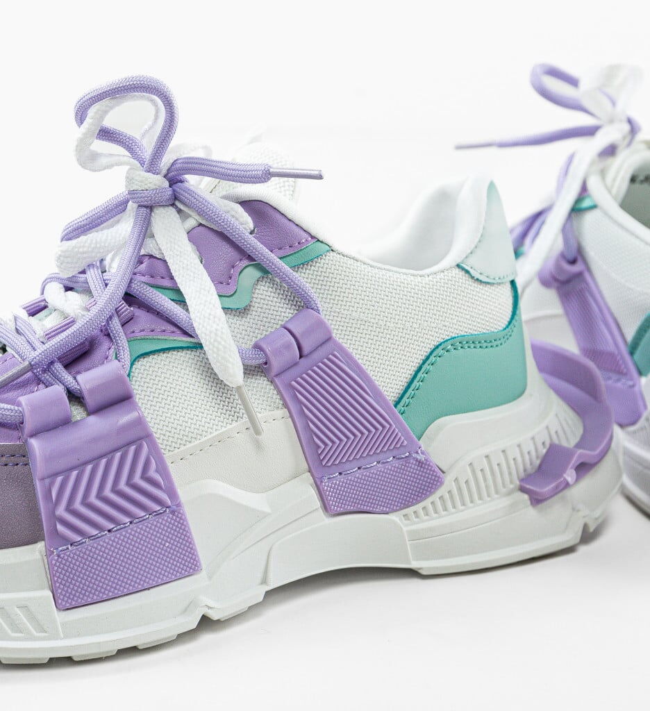 Дамски бели маратонки - Tracy - White - Purple