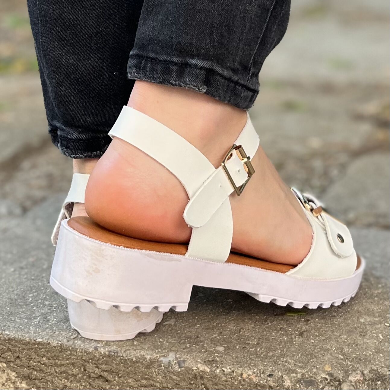 Дамски бели сандали - Elgielyn - White