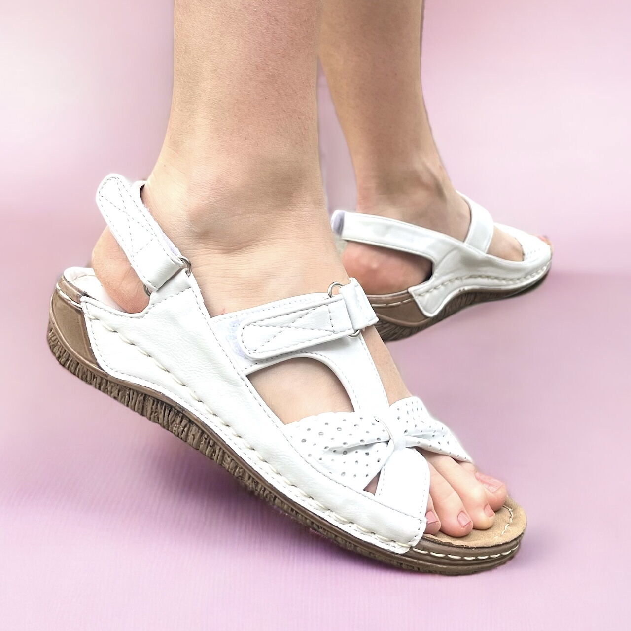 Дамски бели сандали - Lora - White