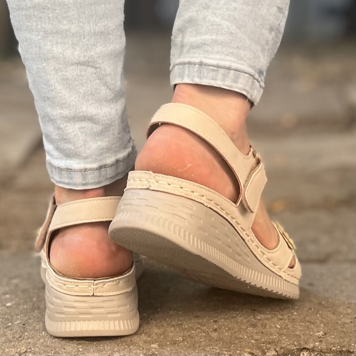 Дамски бежови сандали - Jaklina - Beige