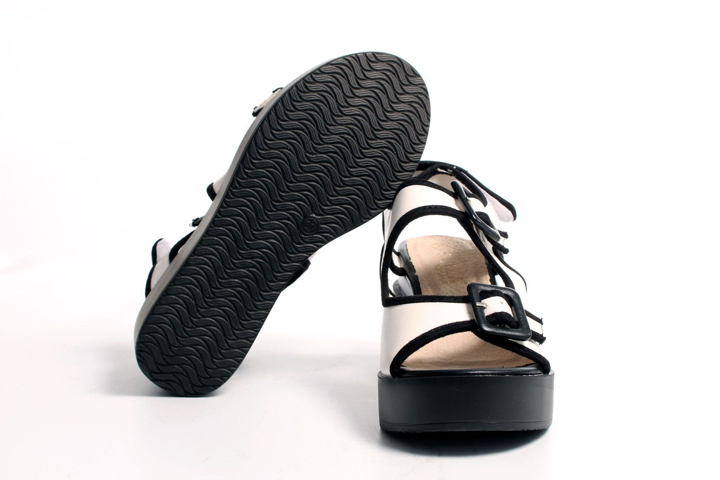 Дамски бели сандали с висока подметка - Alina - White