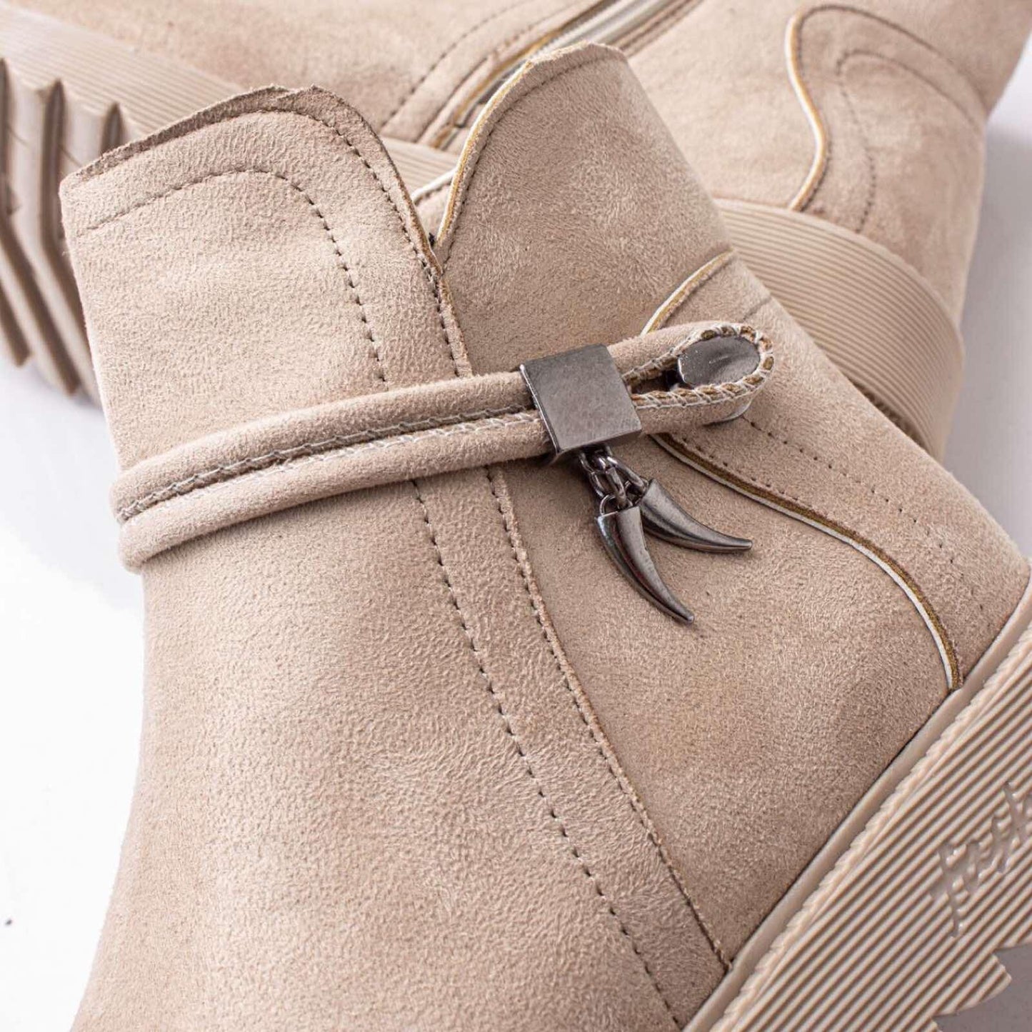 Дамски бежови боти - Krystal - Beige