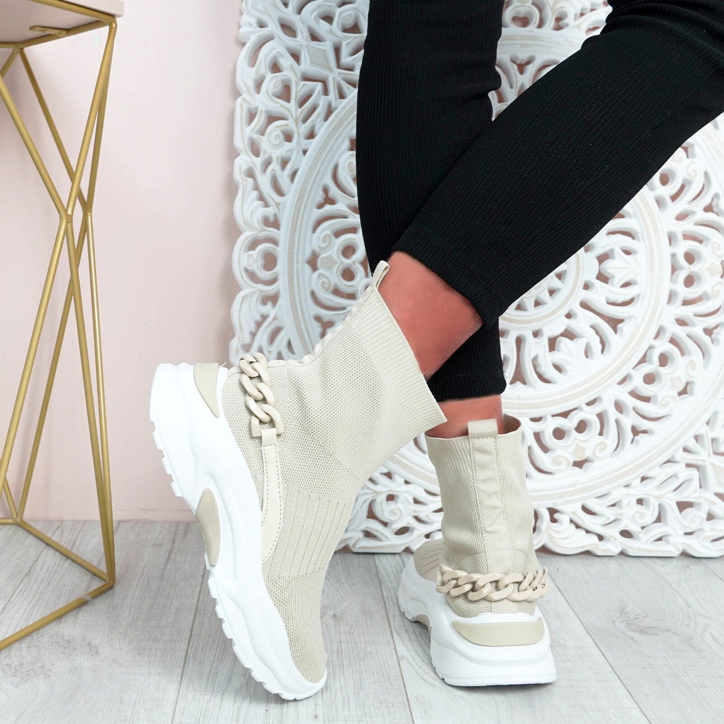 Дамски бежови боти - Samiha - Beige