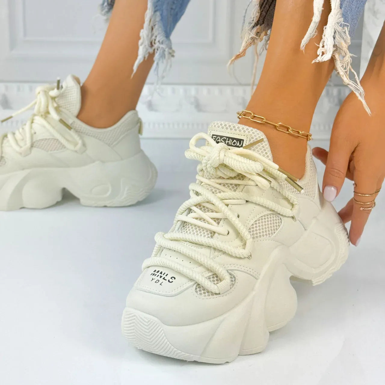 Дамски бежови маратонки - Noelle - Beige