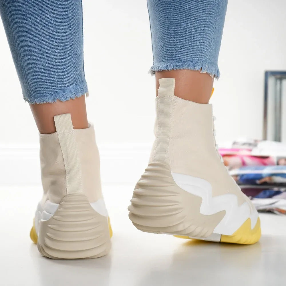 Дамски бежови маратонки - Paula - Beige