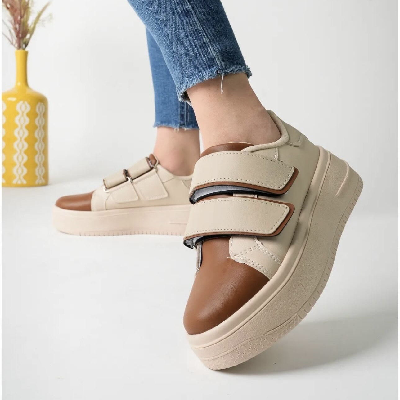 Дамски бежови маратонки - Pauline - Beige - Brown