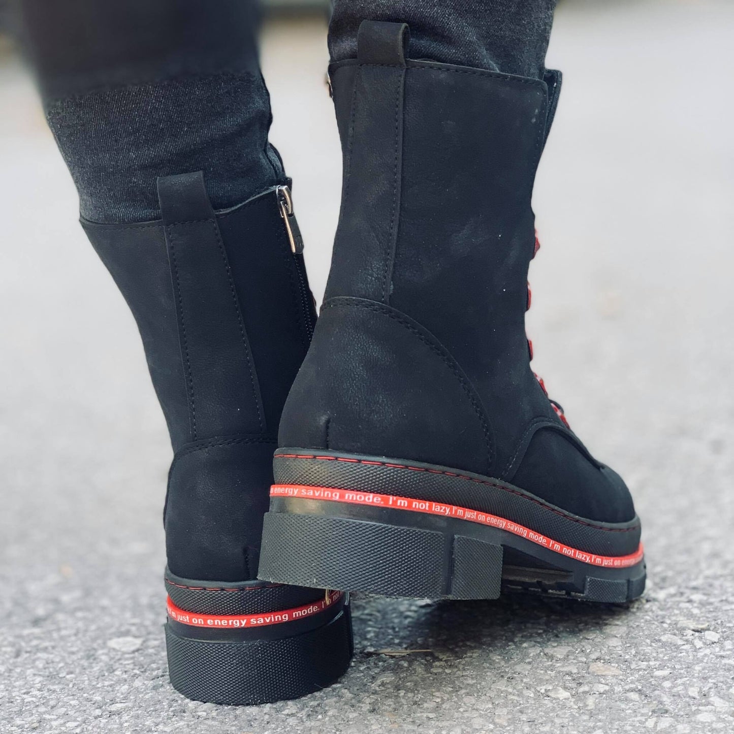 Дамски черни апрески - Missy - Black - Red
