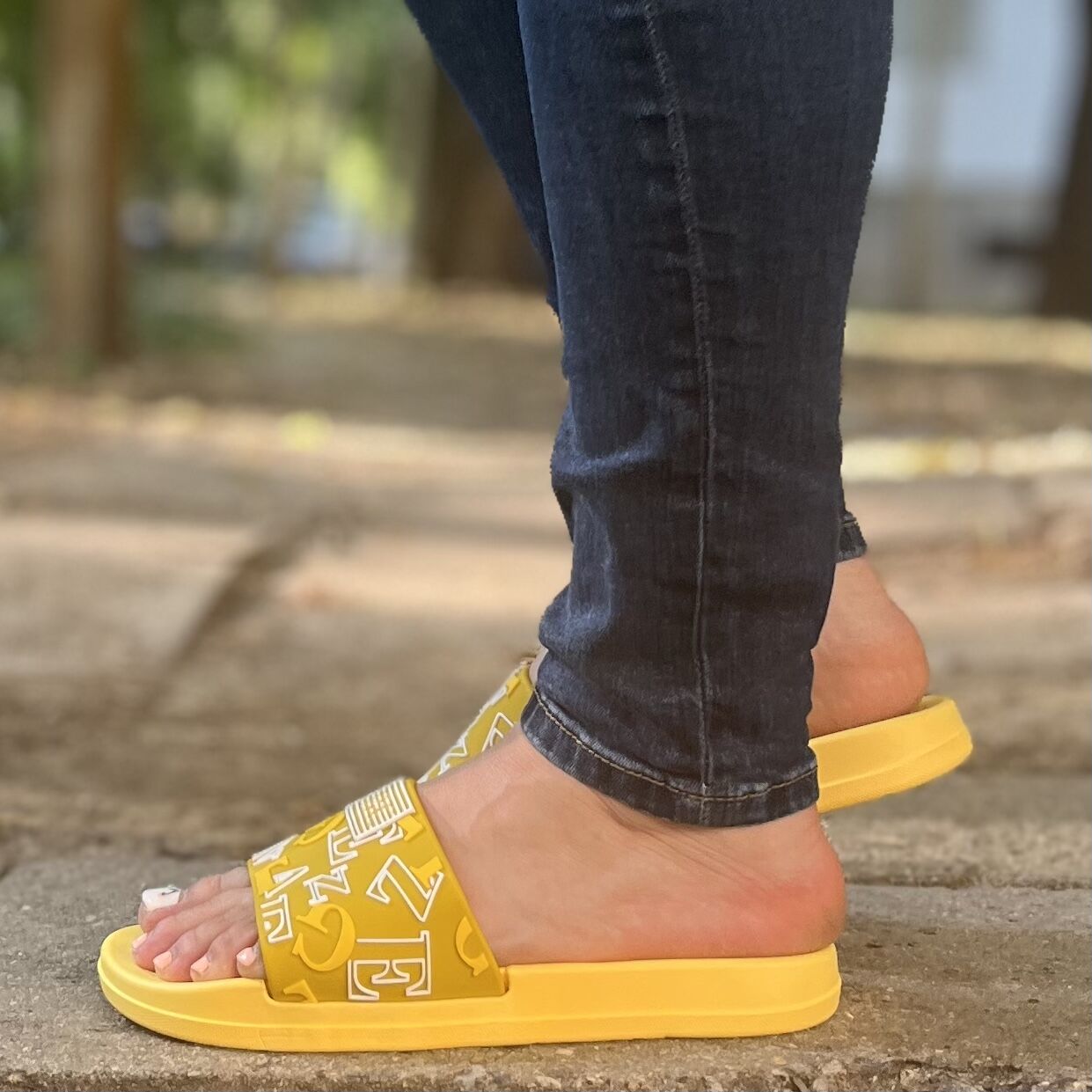 Дамски жълти чехли - Alphabet - Yellow