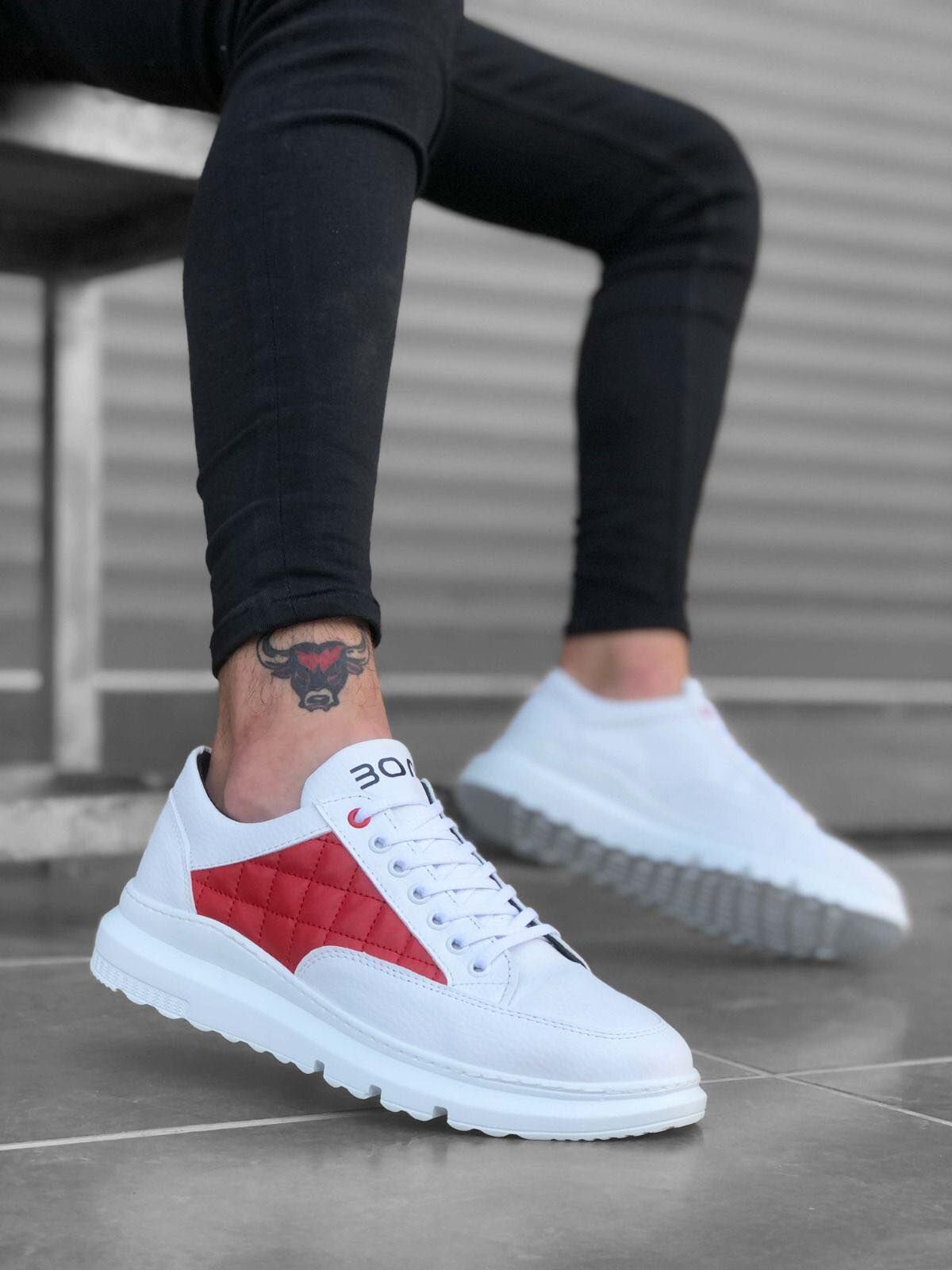 Мъжки бели маратонки - Jonathan - White - Red