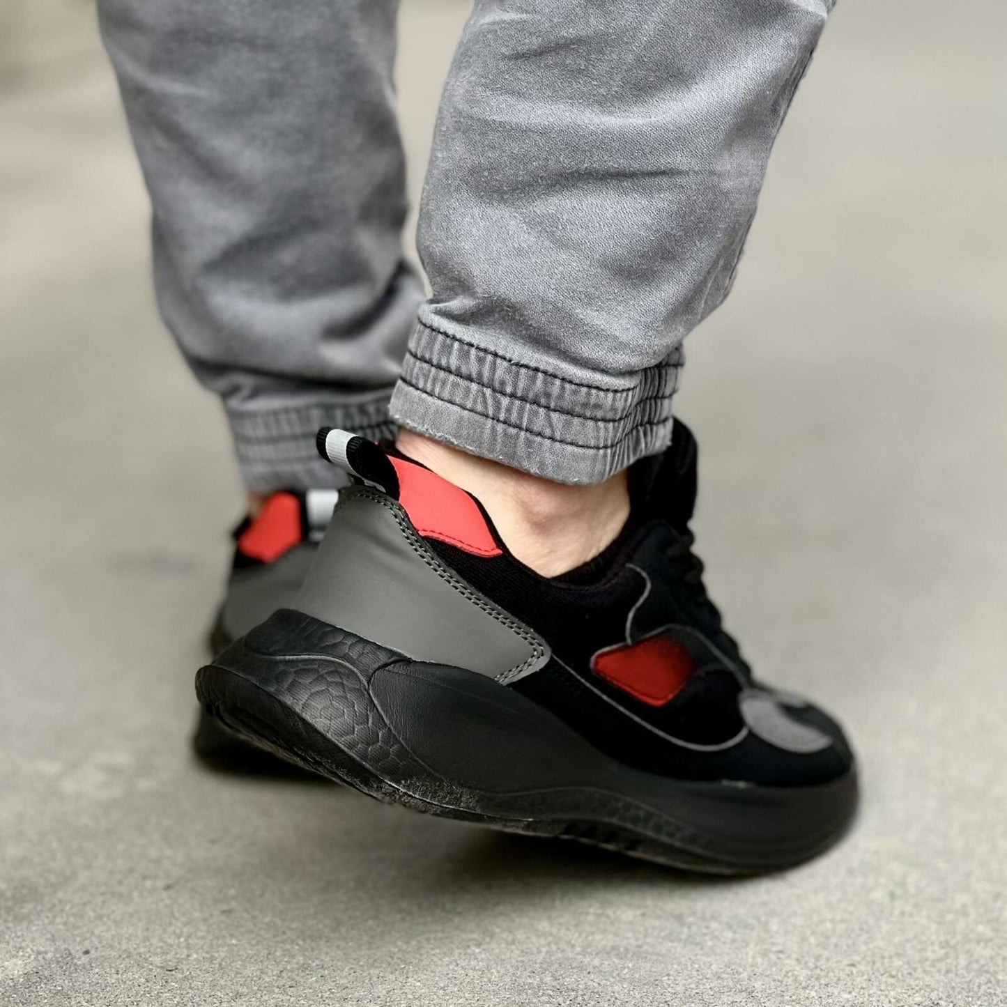 Мъжки черни маратонки - Wesley - Black - Red