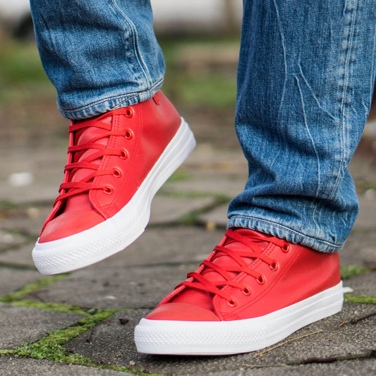 Мъжки високи червени кецове Nicoli - Red-White