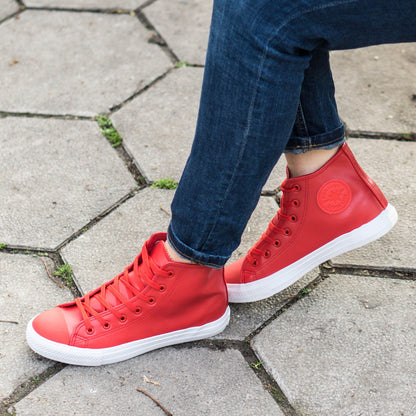 Дамски високи червени кецове - Nikol - Red/White