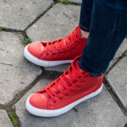 Дамски високи червени кецове - Nikol - Red/White