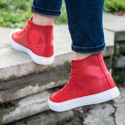 Дамски високи червени кецове - Nikol - Red/White