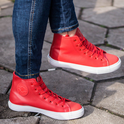 Дамски високи червени кецове - Nikol - Red/White