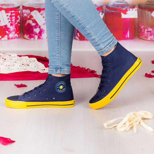 Дамски високи сини кецове - Nikol - Blue - Yellow