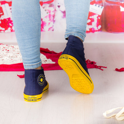 Дамски високи сини кецове - Nikol - Blue - Yellow