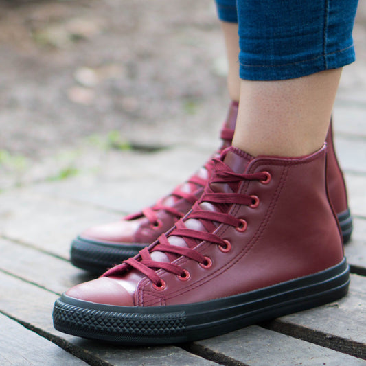 Дамски високи кецове в цвят бордо  - Nikol - Wine - Black