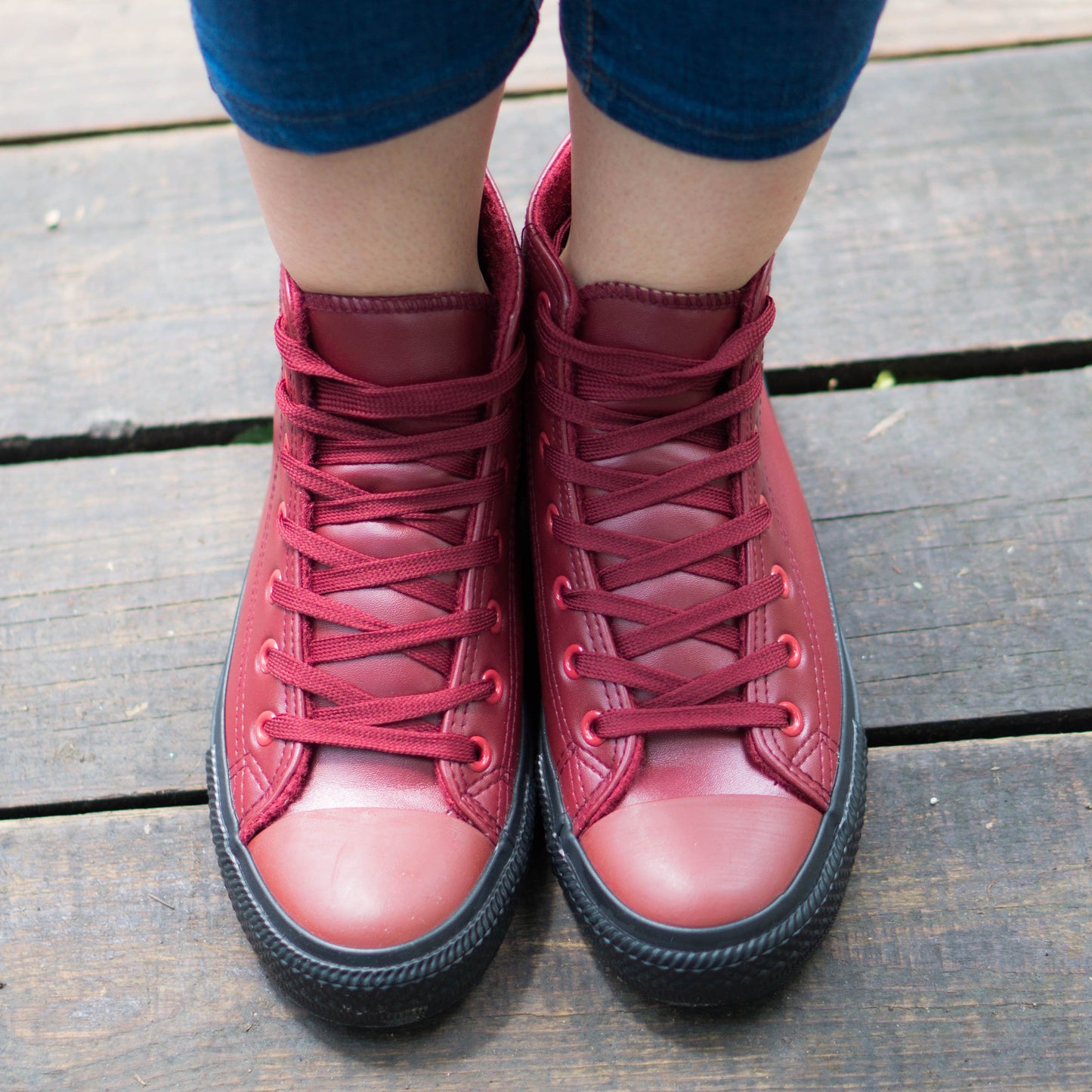 Дамски високи кецове в цвят бордо  - Nikol - Wine - Black