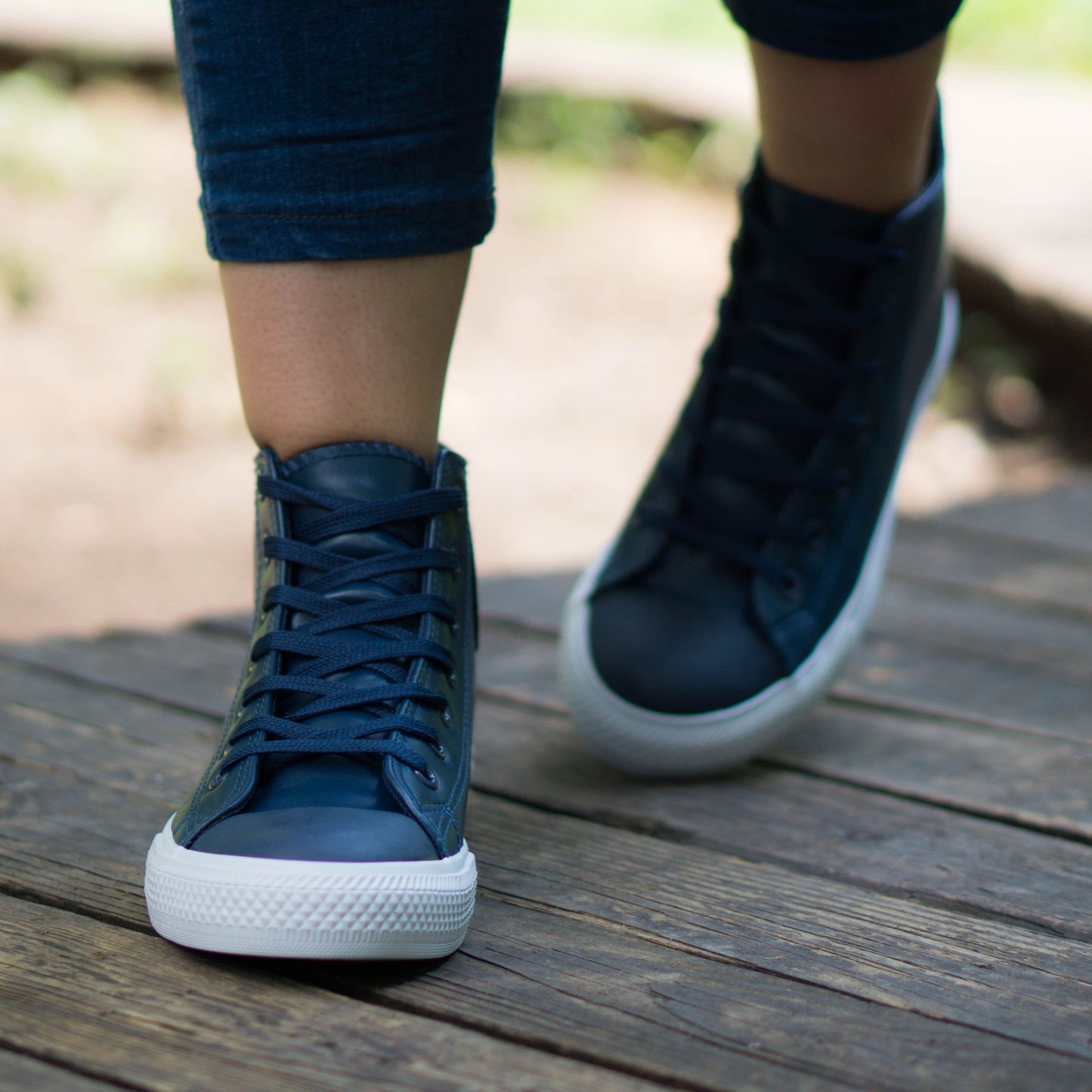 Дамски високи сини кецове - Nikol - Navy - White