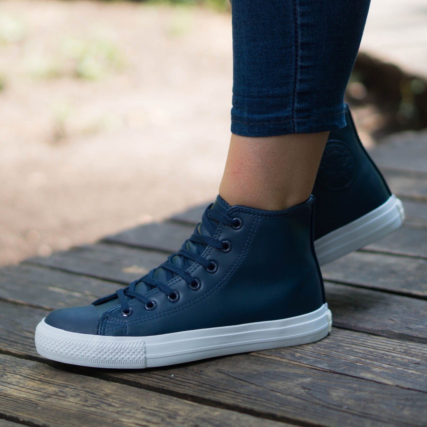 Дамски високи сини кецове - Nikol - Navy - White