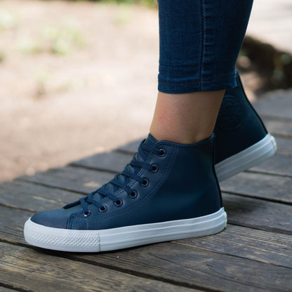 Дамски високи сини кецове - Nikol - Navy - White