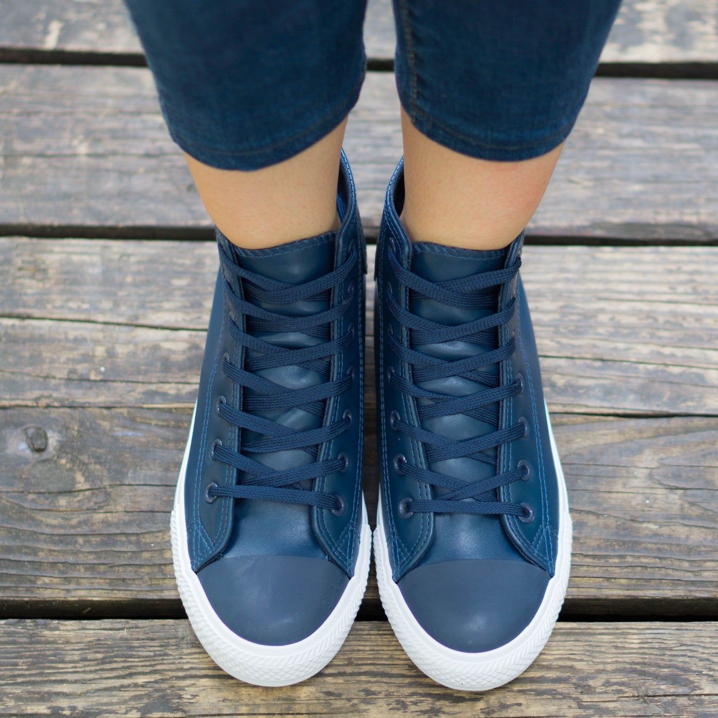 Дамски високи сини кецове - Nikol - Navy - White