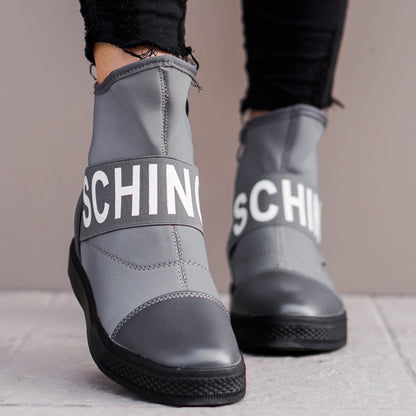 Дамски сиви кецове на платформа - Schino