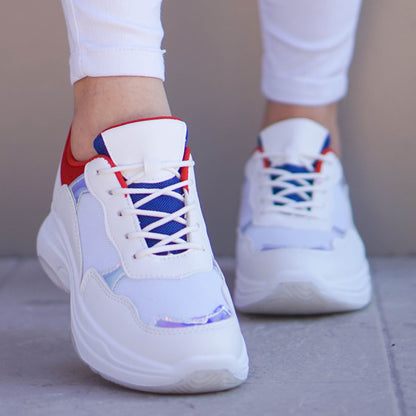 Дамски бели маратонки - Sabrina - White - Red