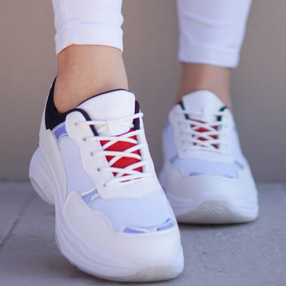 Дамски бели маратонки - Sabrina - White - Black