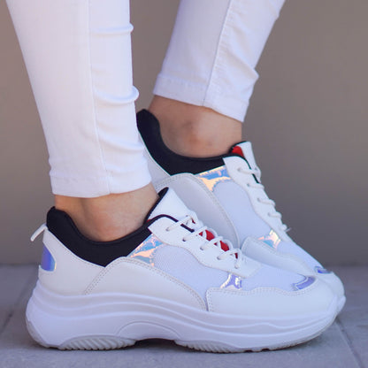 Дамски бели маратонки - Sabrina - White - Black