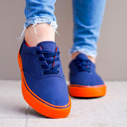 Дамски сини кецове - Anna - Navy - Orange