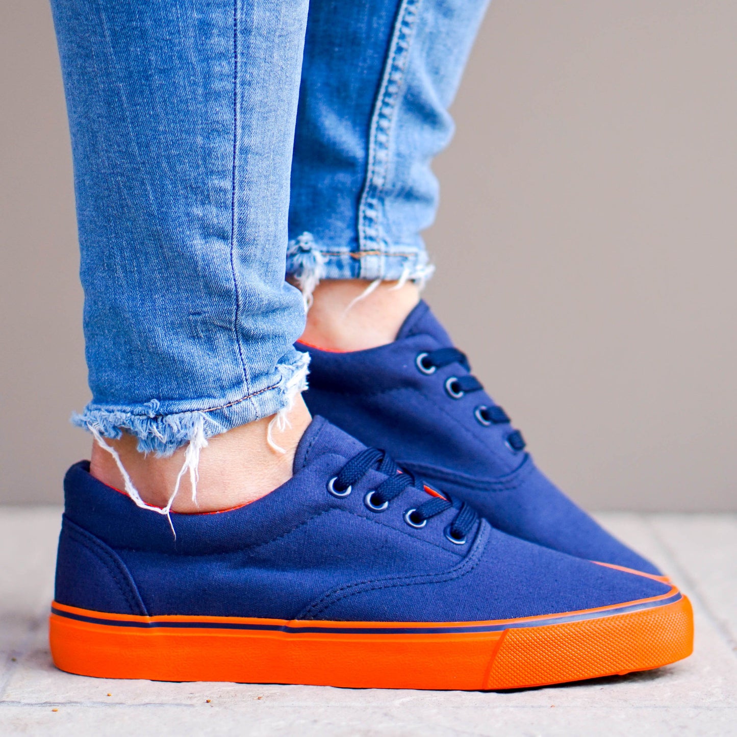 Дамски сини кецове - Anna - Navy - Orange