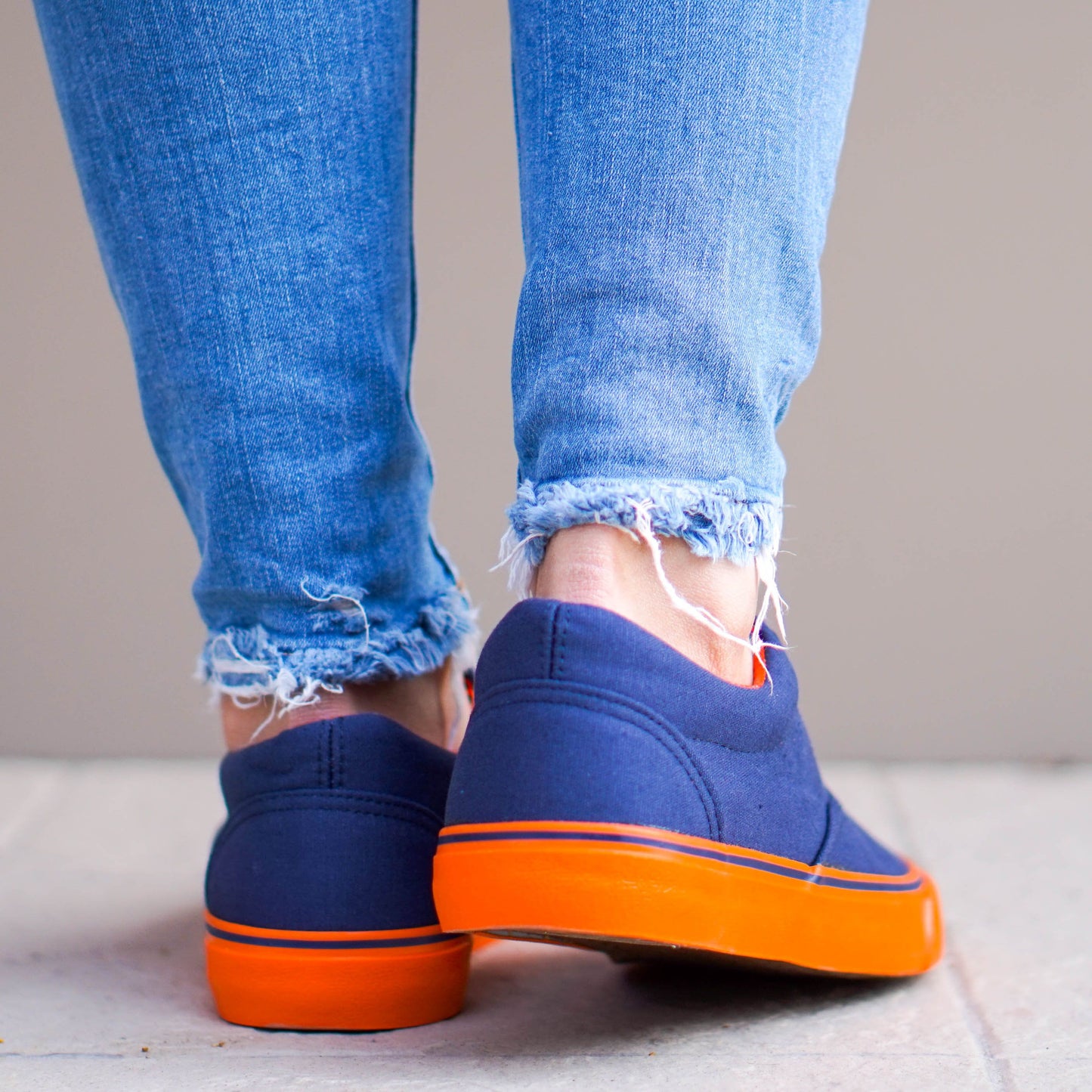Дамски сини кецове - Anna - Navy - Orange