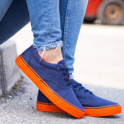 Дамски сини кецове - Anna - Navy - Orange