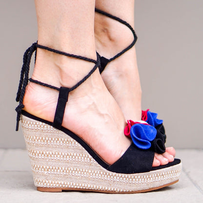 Дамски черни сандали на платформа - Charlee - Black