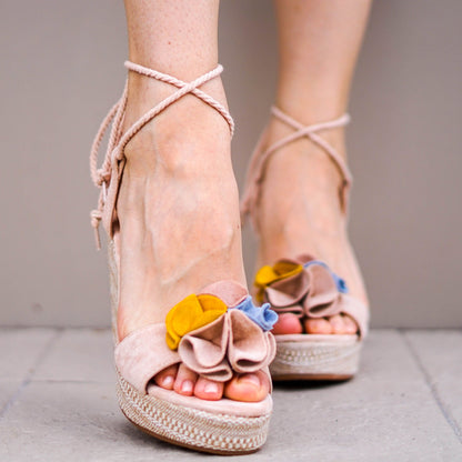 Дамски бежови сандали на платформа - Charlee - Beige