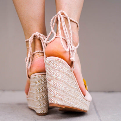 Дамски бежови сандали на платформа - Charlee - Beige