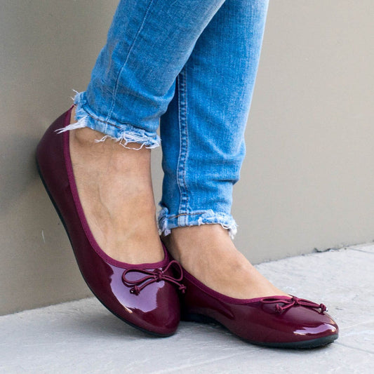 Дамски лачени еспадрили в цвят бордо - Miliya - Wine