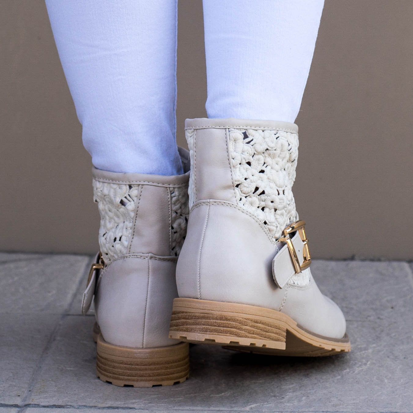 Дамски бежови боти - Mausi - Beige