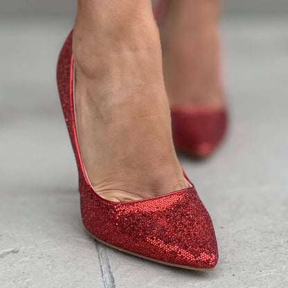 Дамски остри обувки на ток Gleidis - Red