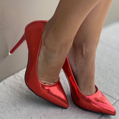 Дамски елегантни обувки на ток Vesiqna - Red