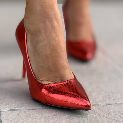 Дамски елегантни обувки на ток Vesiqna - Red