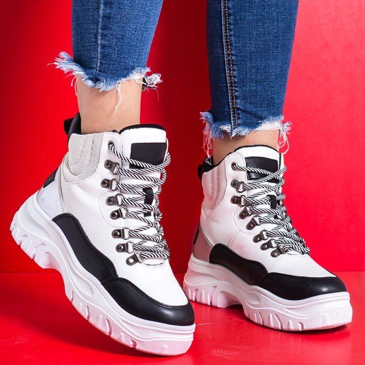 Дамски високи, бели маратонки -  Imagine - White