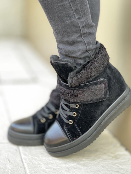 Черни дамски боти на платформа - Remy - Black